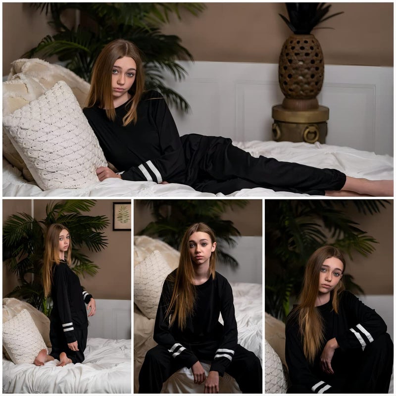 Ekouaer Sweatsuits Womens Loungewear Set Tracksuit Long Sleeve Pajamas Set with Pockets 2 Piece Outfits Lounge Sets Black Medium - Image 4